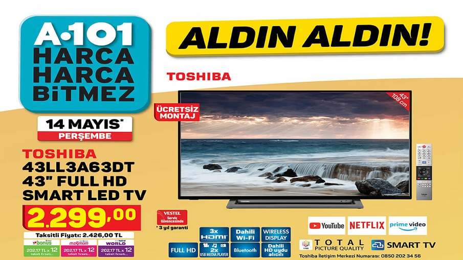 A101 Toshiba 43LL3A63DT 43″ Full Hd Smart Led Tv Yorumları ve Özellikleri